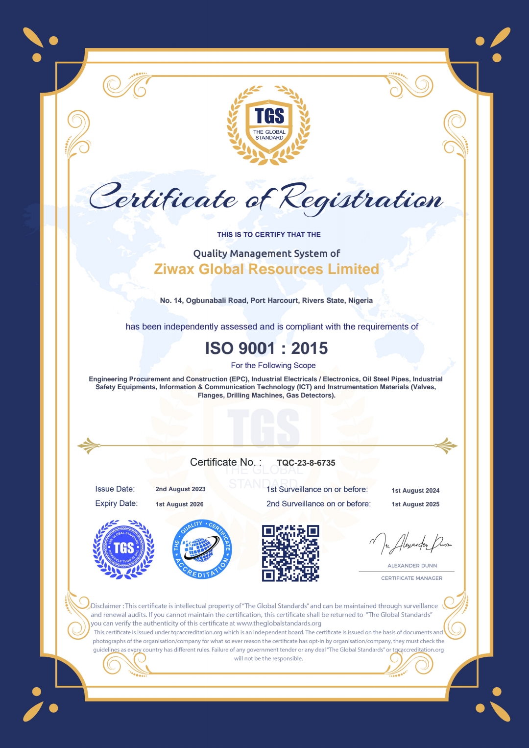 ISO 9001:2015 Certificate